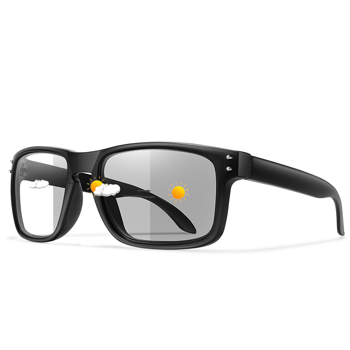 Lunettes de soleil photochromiques pour hommes et femmes, lunettes carrées coupe-vent, lunettes classiques simples, sports de plein air, cyclisme, VTT, vélo