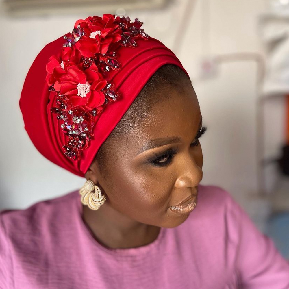 Élégant fleur diamants femmes Turban casquette africaine fête chapeaux chapeau dame bandeau musulman foulard chapeaux Turbante Mujer