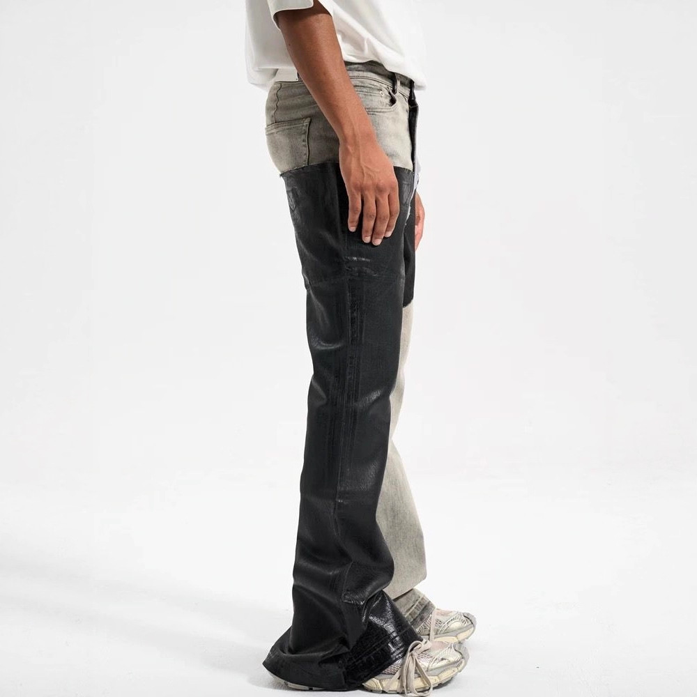 Hommes contraste couleur décontracté à la mode Simple basique mince Flare Denim pantalon quatre saisons nouvelle mode homme jean pantalon Streetwear