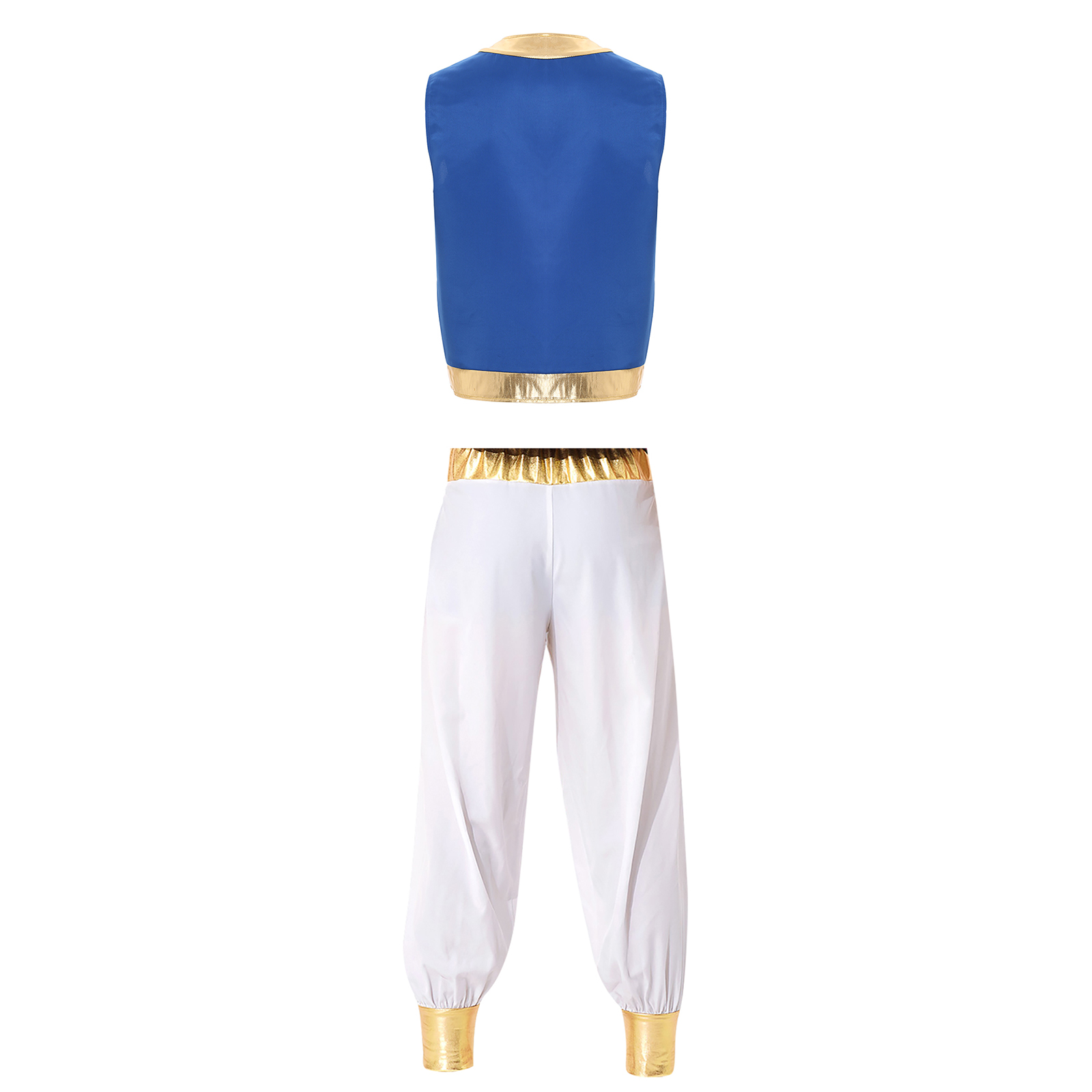 Costume de prince arabe pour homme adulte, tenue de cosplay de capitaine, veste brillante à ouverture frontale avec garniture scintillante et pantalon long à ceinture