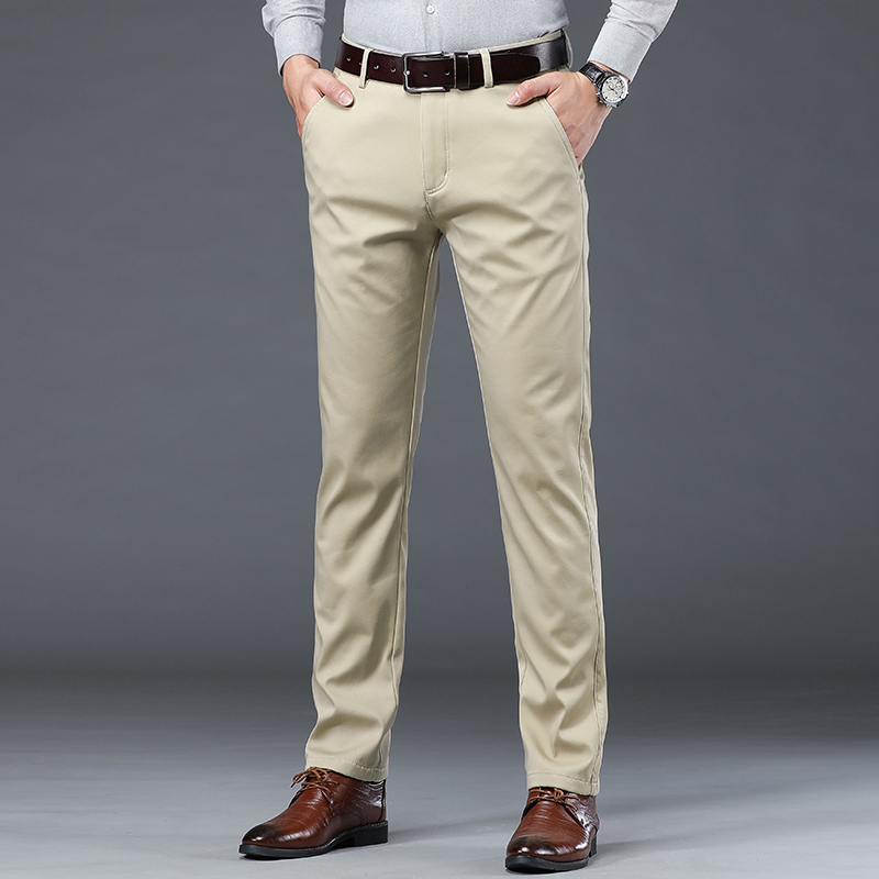 Été mince hommes mince costume pantalon mode affaires décontracté coton vert noir kaki pantalon mâle marque vêtements 30-40
