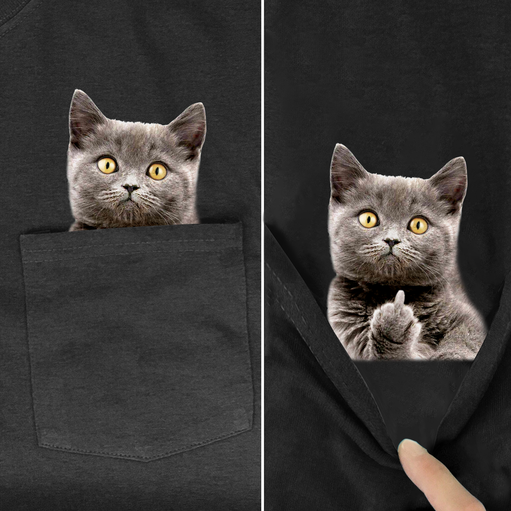 CLOOCL Animal T-Shirt marque de mode été poche chat autocollants imprimé T-shirt hommes femmes chemises Hip Hop hauts drôle coton t-shirts