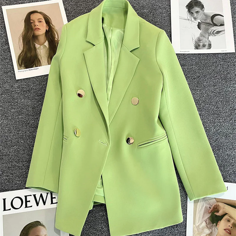 33 couleurs mode costume veste femmes Double boutonnage Blazers décontracté hauts Streetwear dame costume manteau bureau vêtements d'extérieur printemps automne