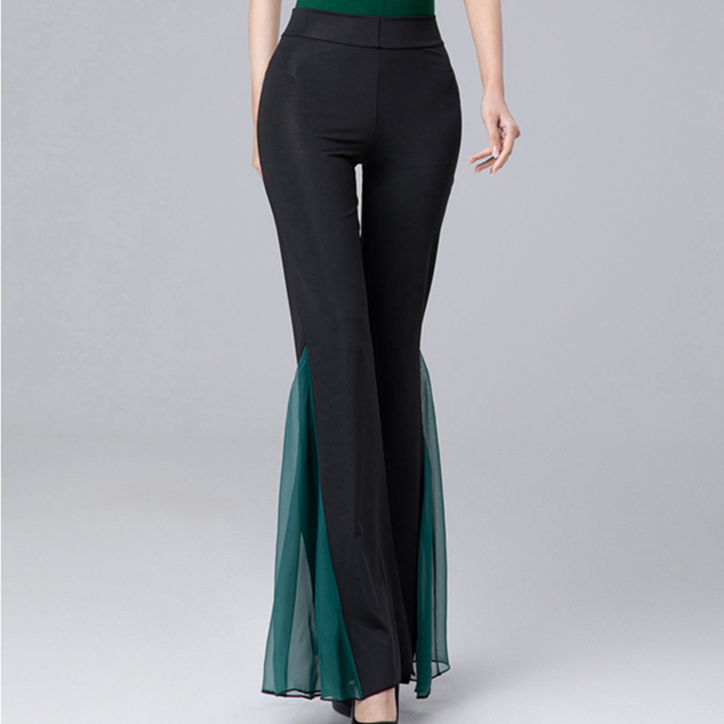 Pantalon évasé élégant pour femmes, jambes larges, pour salle de bal latine, danse du ventre, Costume de spectacle de pôle danse
