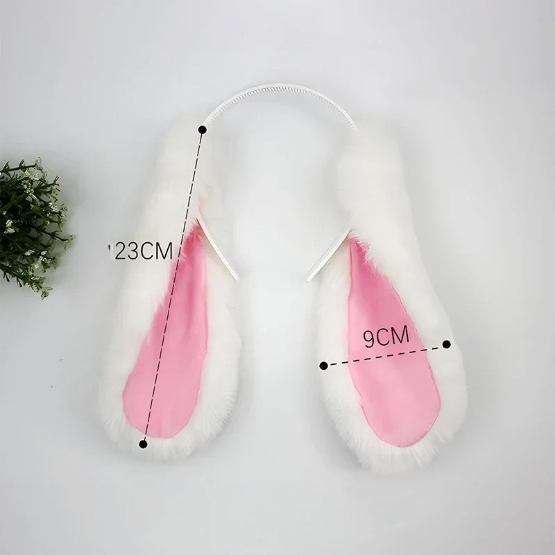 Bandeaux oreilles de lapin blanc, oreilles de lapin en fourrure, Costume mignon, accessoires pour cheveux de lapin pour femmes