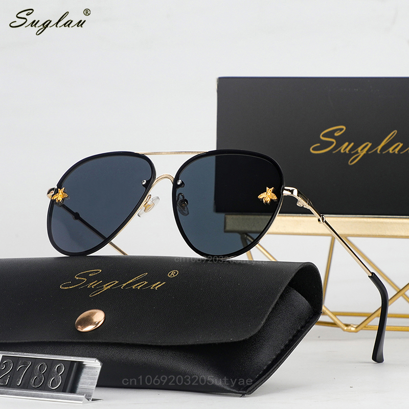 SUGLAU Lunettes de soleil sans monture de marque de luxe, lunettes de soleil décontractées pour la conduite, lunettes de soleil unisexes pour le shopping et les affaires, Oculos De Sol UV400
