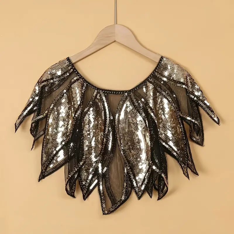 Châle d'élasticité brodé géométrique Vintage, vague volante, paillettes perlées pour femmes, fête formelle, mariage, nuit Harlem