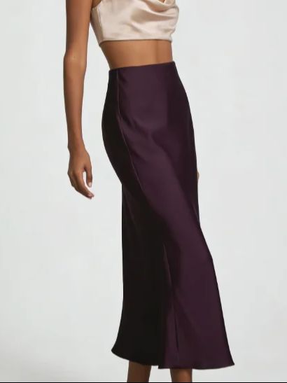 Jupe longue en satin pour femme, taille haute, couleur unie, décontractée, basique, coupe sirène, chic, pour l'été et les soirées 2026