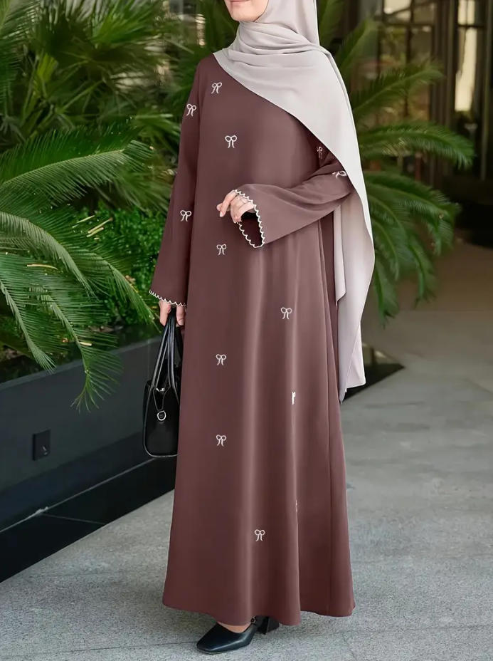 Abayas musulmanes pour femmes, Robe longue imprimée, style Abaya arabe de Dubaï, coupe ample, col rond, modeste pour le Ramadan, style marocain, Printemps 2026