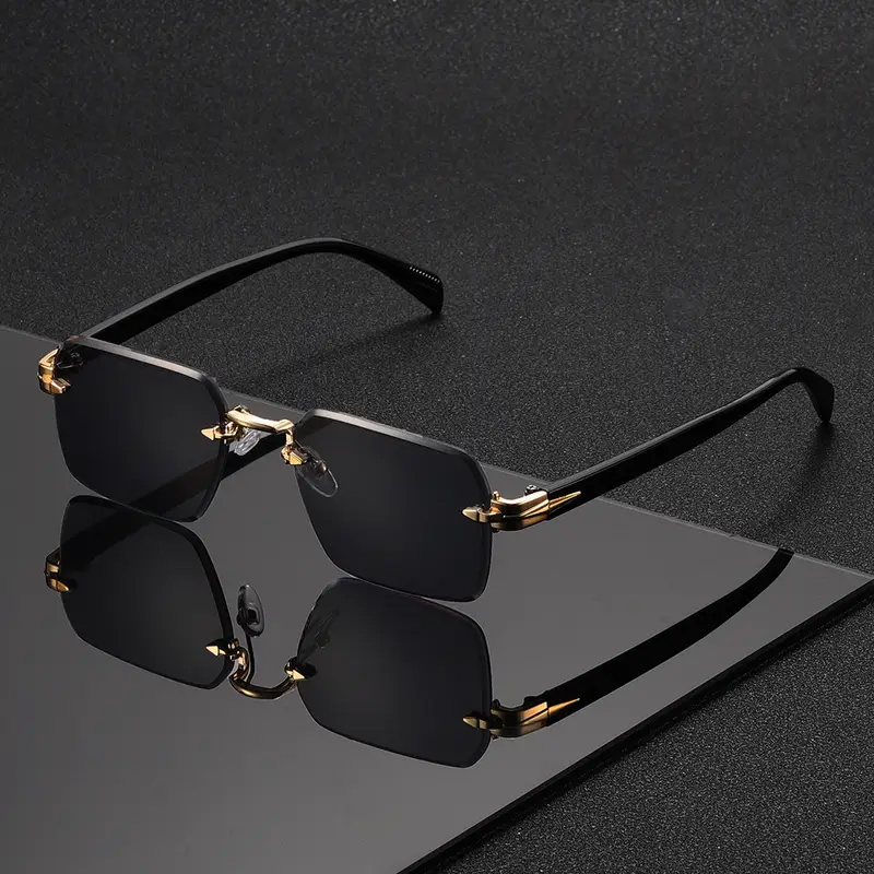 1 paire de lunettes de soleil rectangulaires sans monture, tendance et élégantes, idéales pour les vacances, les fêtes, les cadeaux et les festivals de musique