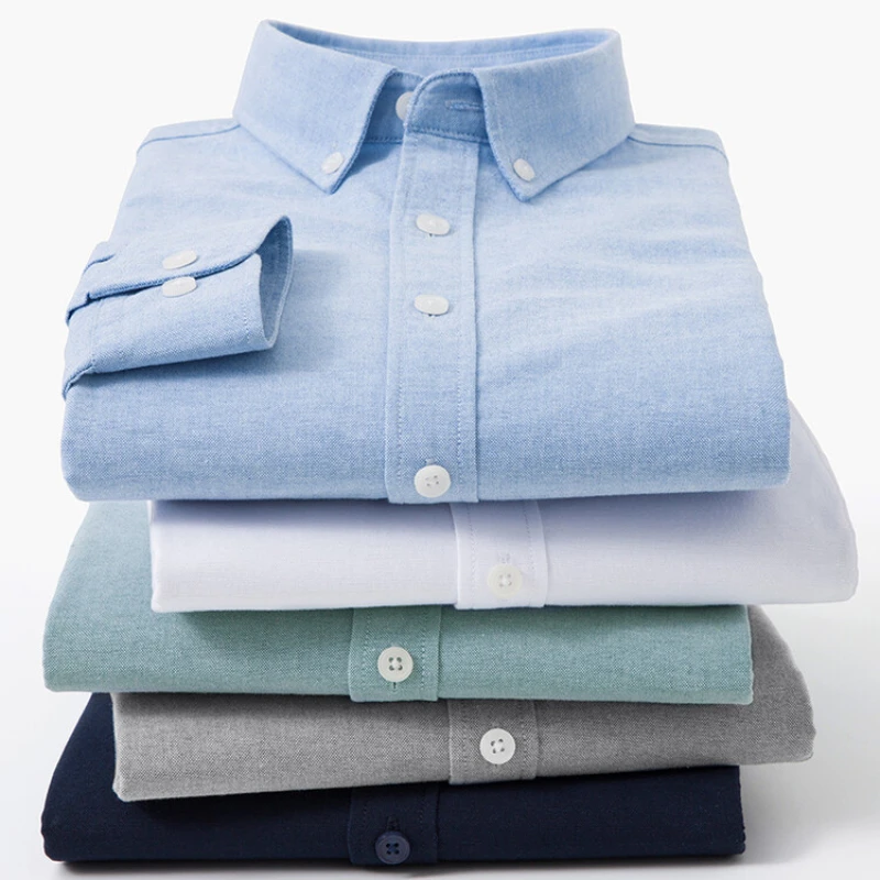 Nouvelle chemise Oxford pour homme, 76% coton, chemise de travail - Chemise de bureau décontractée résistante aux plis, plusieurs couleurs
