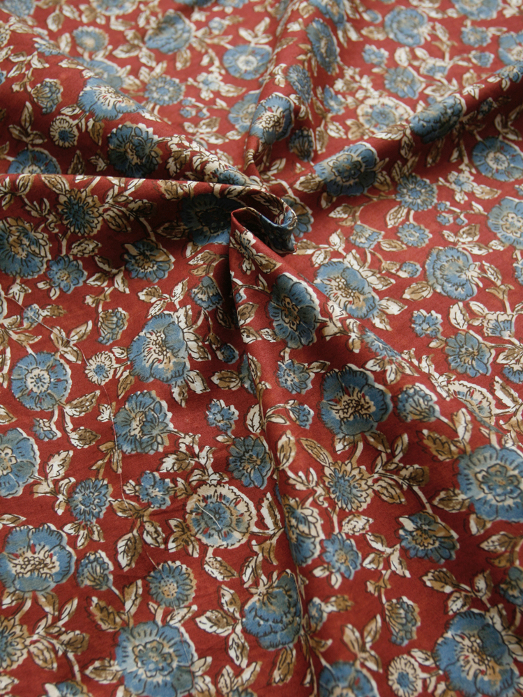 Tissu popeline de coton à fleurs bleu foncé anciennes, 140x50cm, pour vêtements de Festival pour femmes, robes, chemises, couture Pure faite à la main
