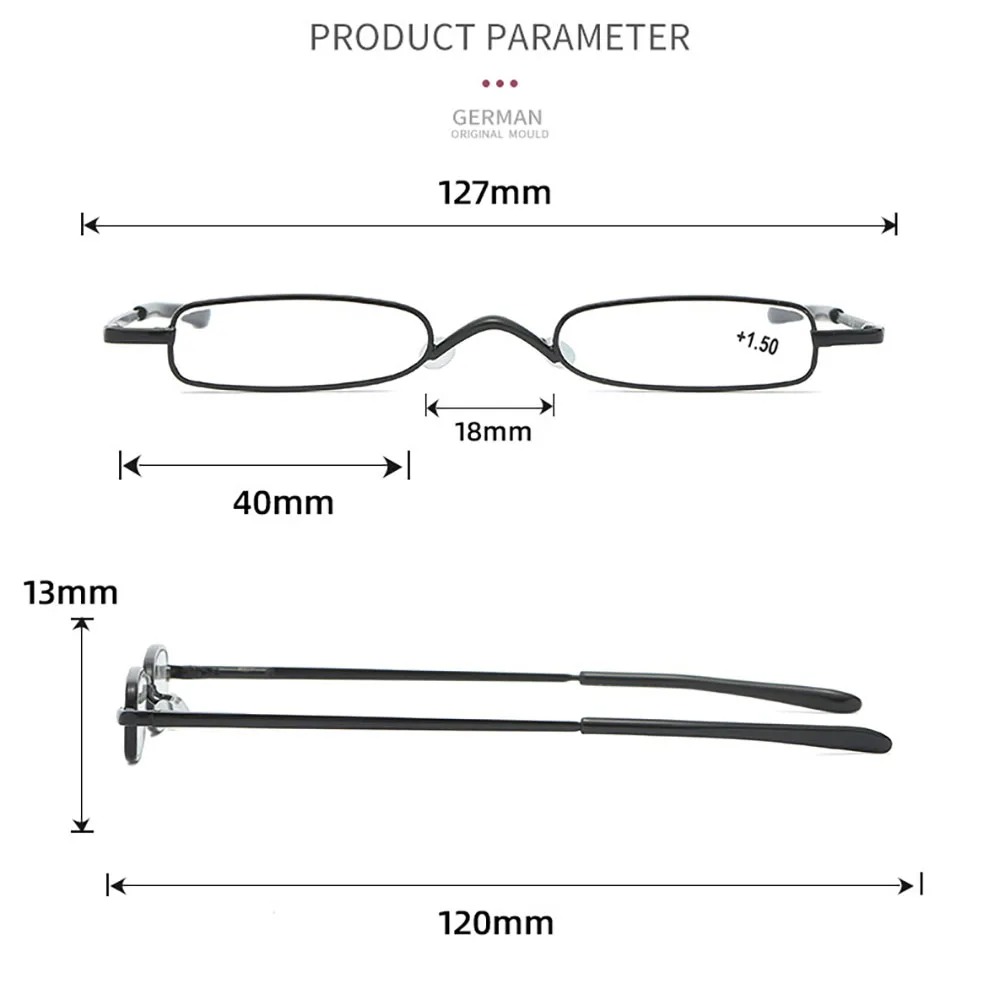 Mini-lunettes de lecture élégantes, monture en métal, ultra-fines, pour hommes et femmes, lunettes de lecture portables, lunettes de presbytie avec boîte