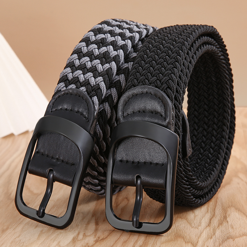 Ceinture élastique tissée sans trous pour hommes et femmes, ceintures en toile pour jeans, style coréen unisexe, ceinture polyvalente pour pantalons décontractés