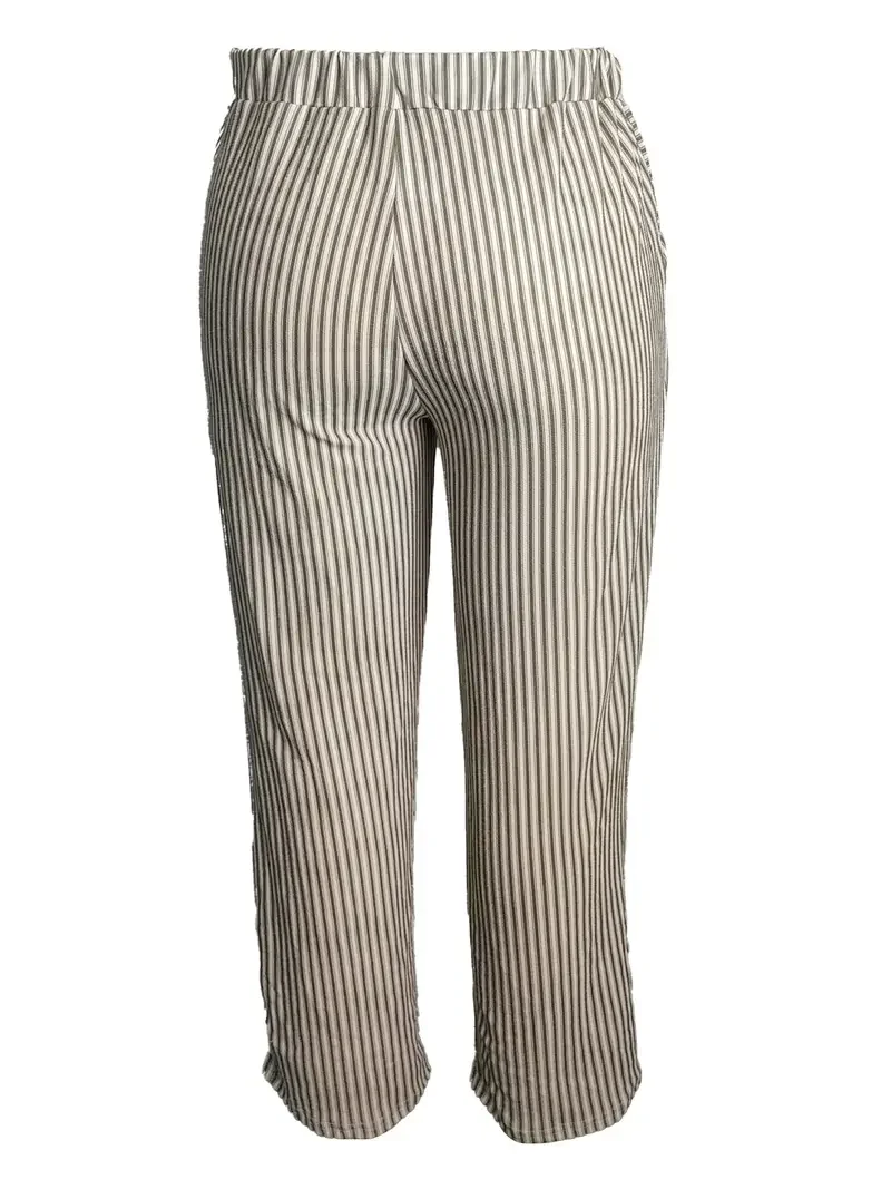 Pantalon décontracté imprimé à rayures pour femmes, grande taille 1XL-5XL, mode dames, confortable, cordon de serrage, taille élastique, pantalons décontractés
