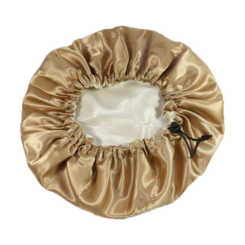 Bonnet en satin double couche extra large pour femme, bonnet de couchage doublé, bonnet de protection des cheveux, ficelle à proximité réglable