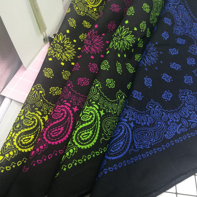 Couvre-chef Paisley en coton noir pour hommes, couvre-chef Punk Hip-hop, bandeau enveloppant pour les cheveux, foulard carré