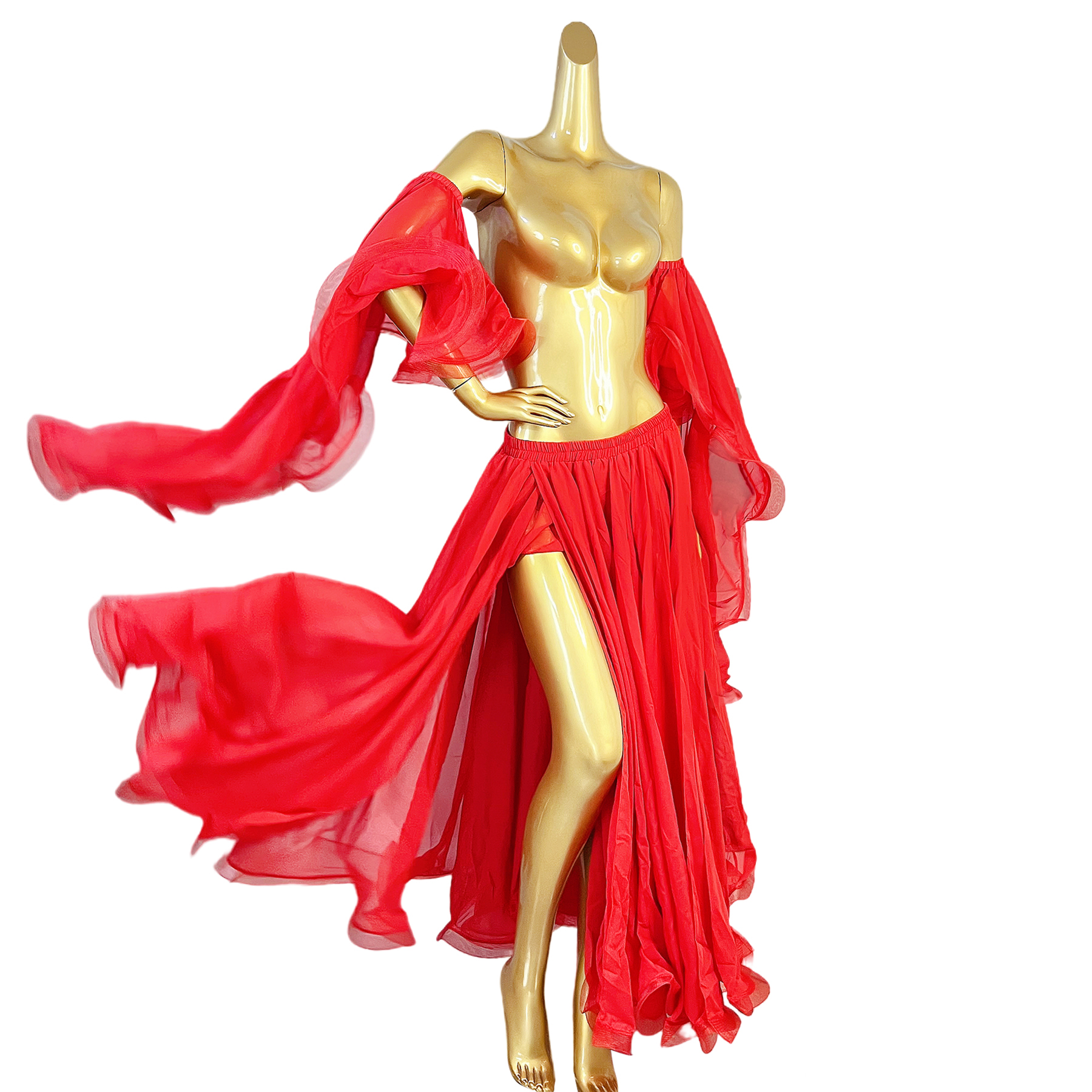 Costume de brevdu Ventre en Mousseline de Soie pour Femme, Brassard, Manches, Jupe, Robe, Accessoire de Performance, Vente en Gros