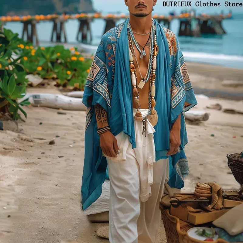 Cardigans de toutes formes pour hommes, amples et décontractés, vêtements de Protection solaire de plage, Style bohème, châles imprimés de vacances, nouvelle collection