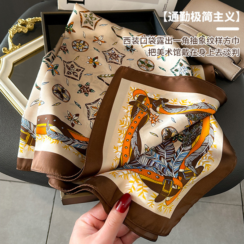 Foulards en soie pour femmes, foulard carré de luxe en soie à carreaux pour filles, bandeau en satin pour le cou et les cheveux, foulard doux pour le travail, hijab