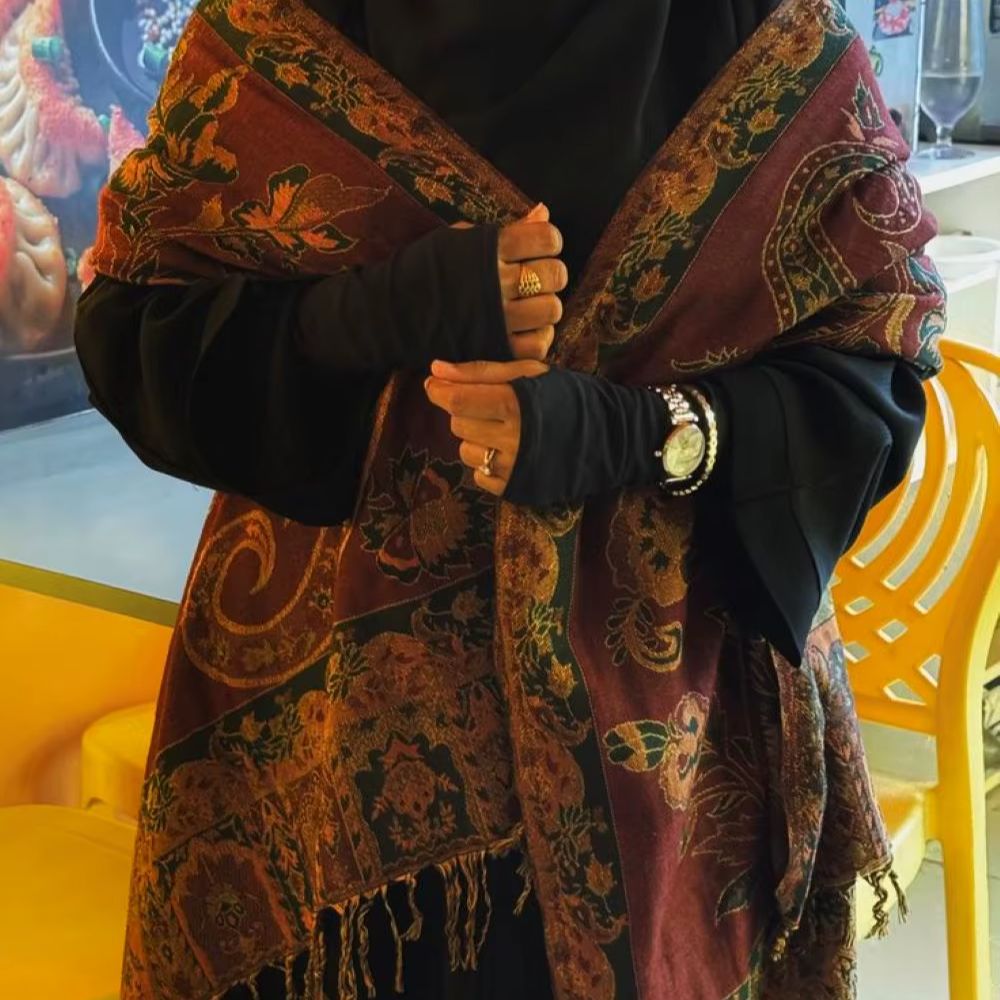 Écharpe Pashmina Paisley Brodé de Haute Qualité pour Femme, Châle Musulman avec Pompons, Étole en Coton Jacquard, Foulard Tendance