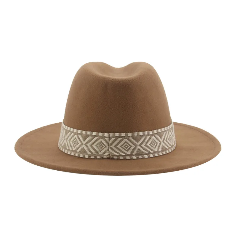Panama chapeau Western Cowboy chapeaux pour femmes solide grand bord décontracté Fedoras hommes femmes Camel noir blanc feutré chapeau Sombreros Gorras