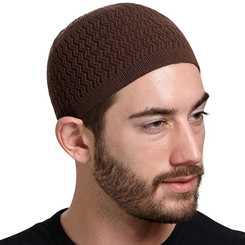 Bonnets unisexe casquette chaud islamique Ramadan juif kippa Homme chapeau hiver tricoté hommes musulmans chapeaux de prière hommes Wrap tête casquettes