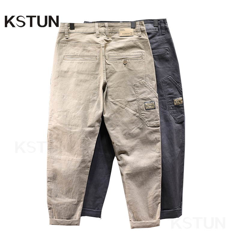 Pantalon sarouel pleine longueur pour hommes, pantalon décontracté, vêtements de créateur, poches latérales fjside, At Fit, moulant, patchwork, Kpop