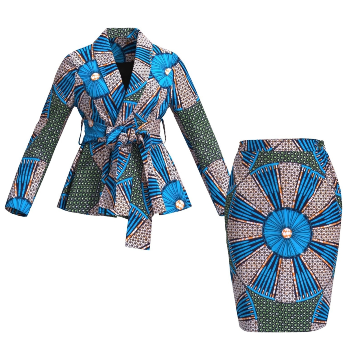 Ensemble haut et jupe à manches longues pour femmes africaines, olympiques College Ankara, vêtements de fête personnalisés, coton, Wy10871
