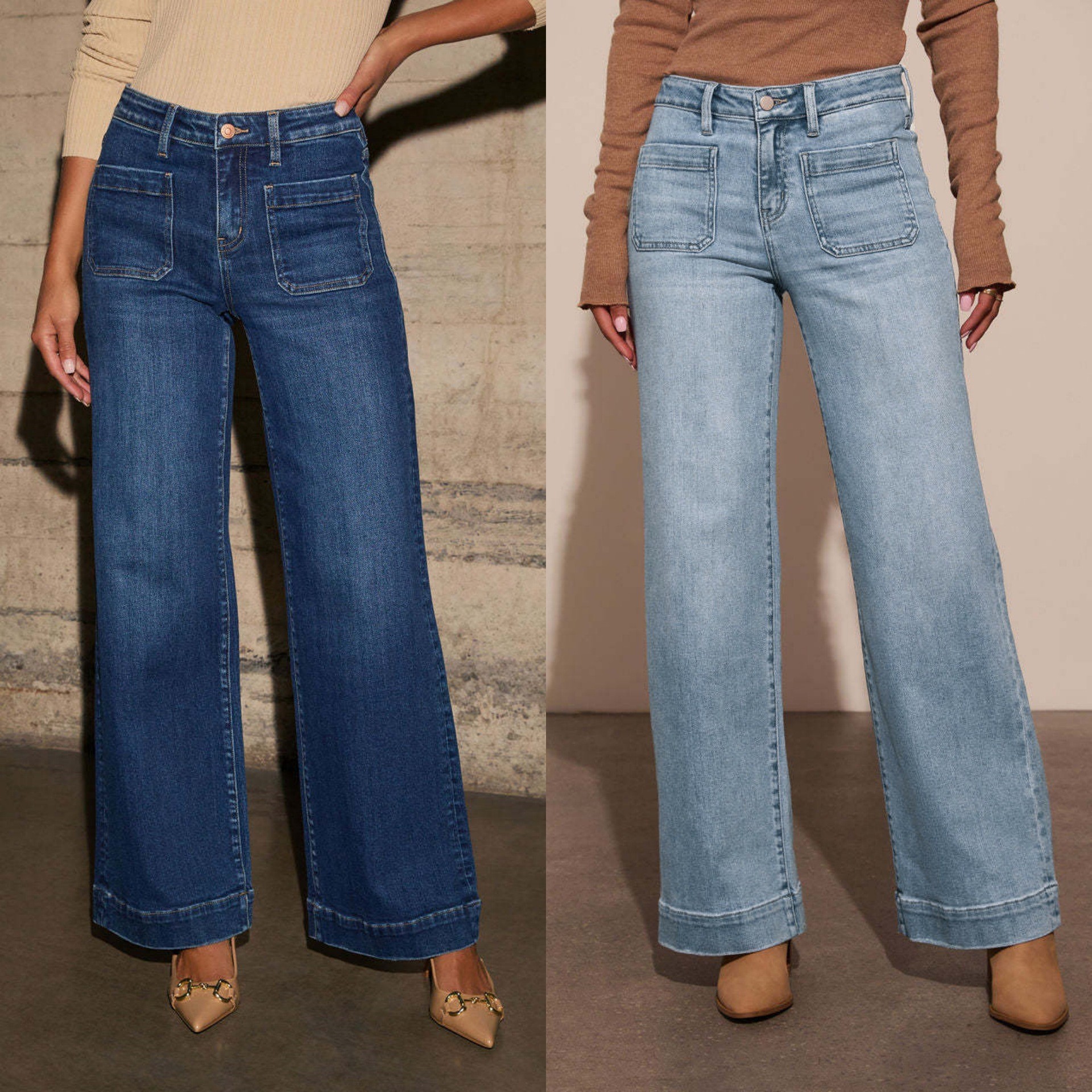 Nouvelle Collection 2026 – Jean en Denim Taille Haute pour Femme, Coupe Ample avec Poches, Style Vintage, Pantalon Large, Bas Évasé, Streetwear