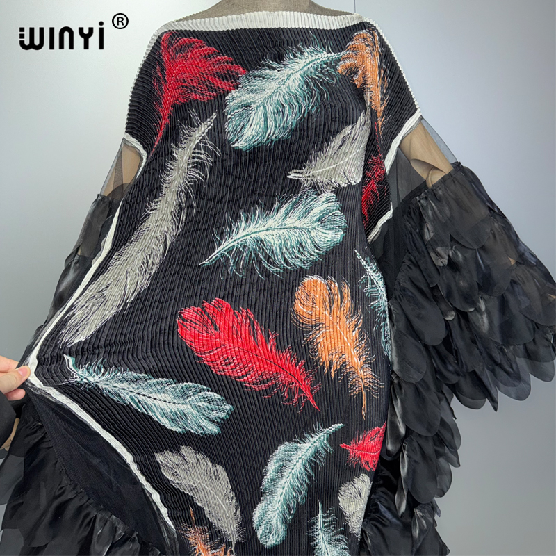 Robe plissée élastique WINYI, tenue de plage, kaftan, abaya, robe de soirée de luxe Dubaï, robe longue pour femme musulmane