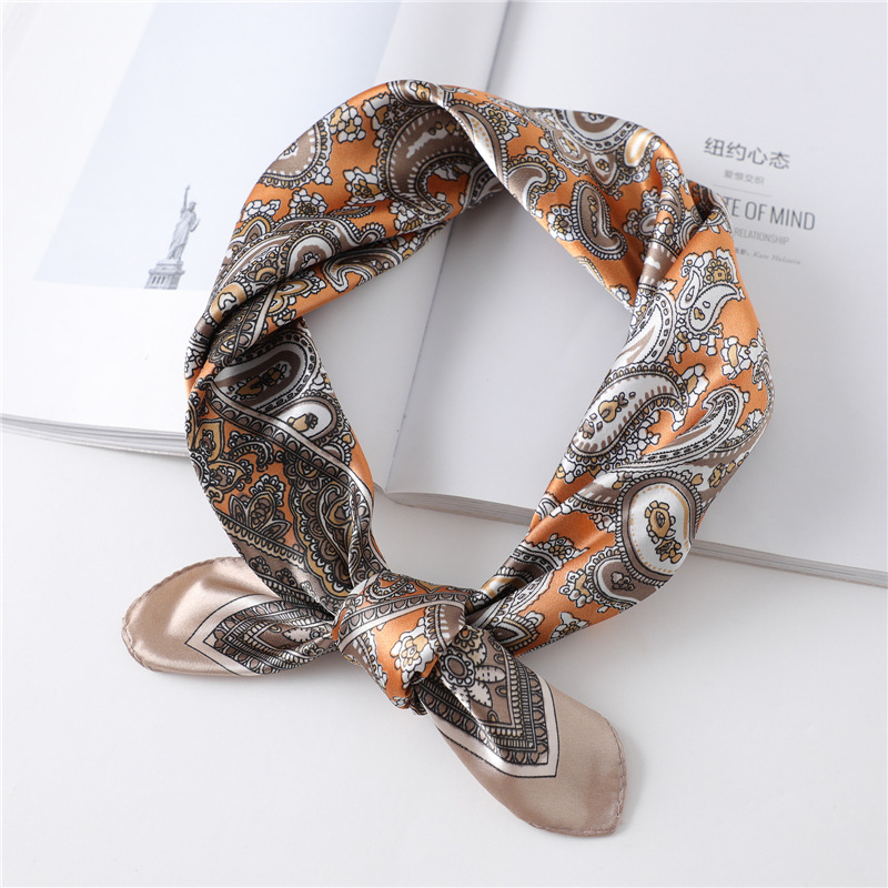 Foulard carré de luxe en soie de 60 cm pour femme, hijab, bandeaux pour cheveux, écharpe, châle en satin, ruban, bandeau, foulards de mode, bandana