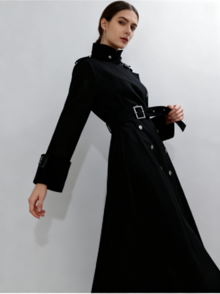 Manteau Long en laine pour femmes, Style gothique esthétique, élégant, cravate à la taille, pardessus chaud amincissant, tenue élégante à la mode, automne hiver 2025