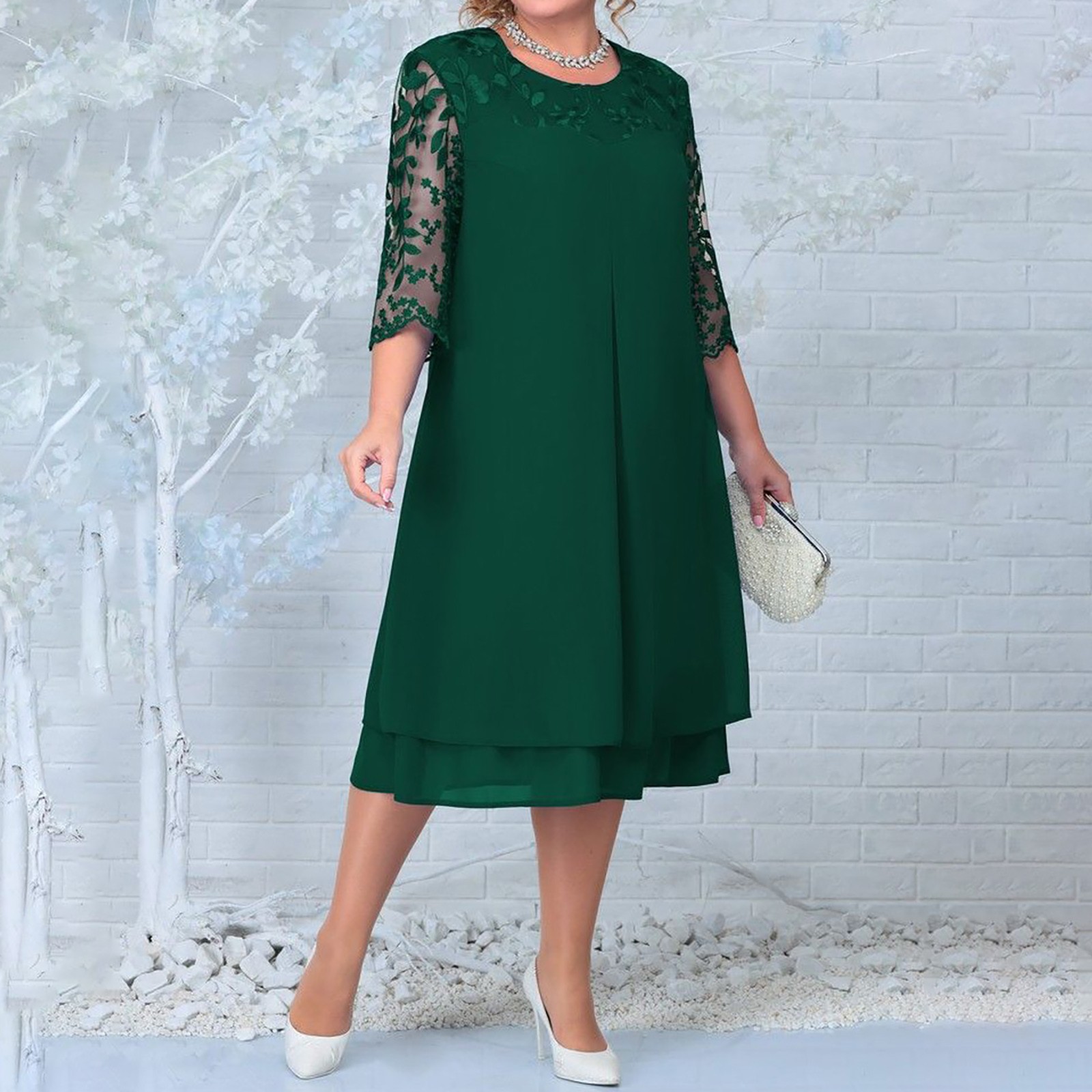 Grande robe brodée de fleurs pour femmes, robes élégantes pour femmes, invité de mariage, été, 2024, 3/4