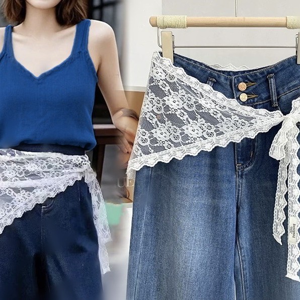 Foulard de tête en dentelle pour femme, jupe courte triangulaire, jupe mi-longue, jupe à volants, tablier en dentelle, dentelle douce, foulard de tête superposé pour le printemps