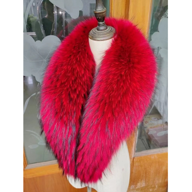 Col de fourrure de raton laveur femme hiver col de fourrure manteau veste châle femmes col de fourrure foulards cou plus chaud foulards de fourrure naturelle