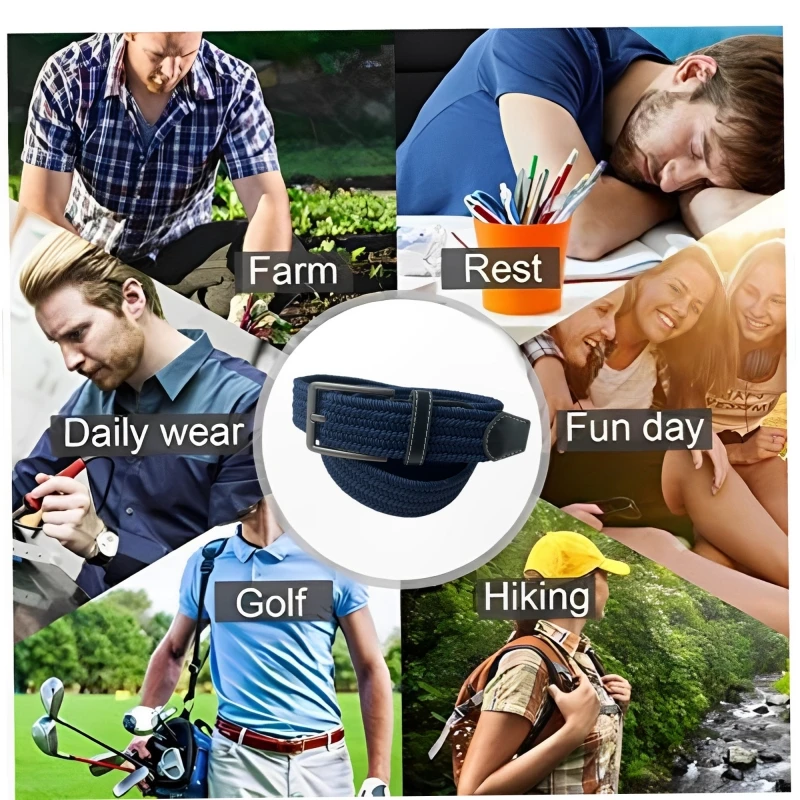 Ceinture en toile tissée pour hommes, ceinture élastique Non poreuse, toutes adaptées aux jeans et aux pantalons