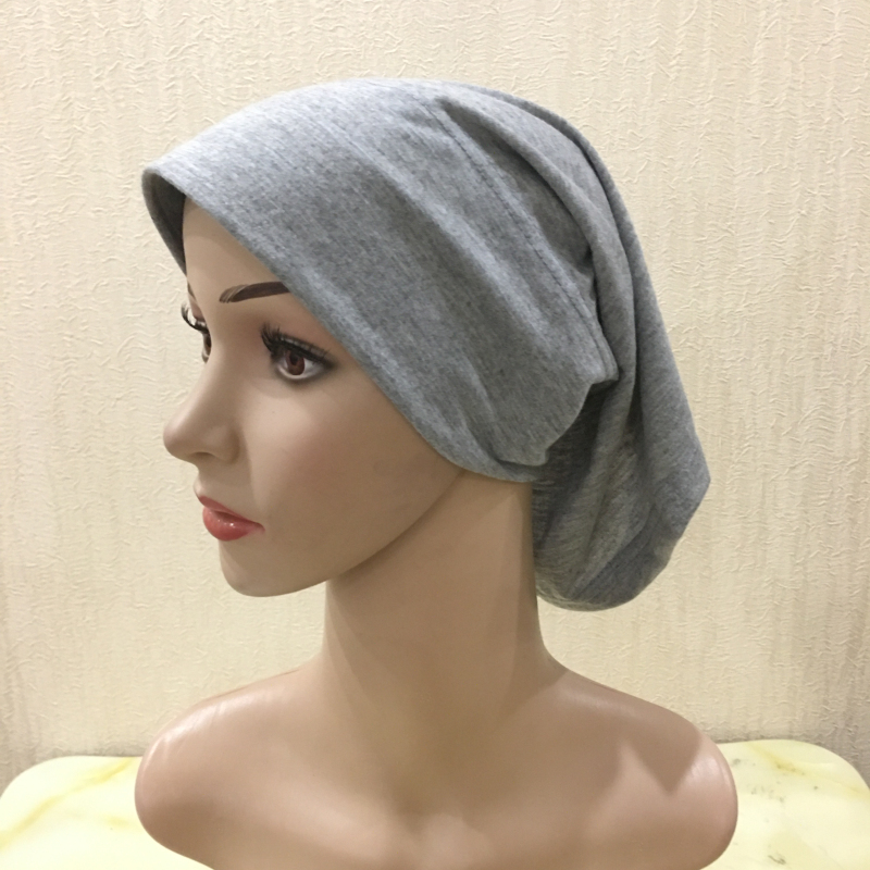 H066 chapeau tube uni avec sous-écharpe en carton Turban musulman couleur Pure extensible intérieur Hijabs femmes foulard sous Hijab Bonnet