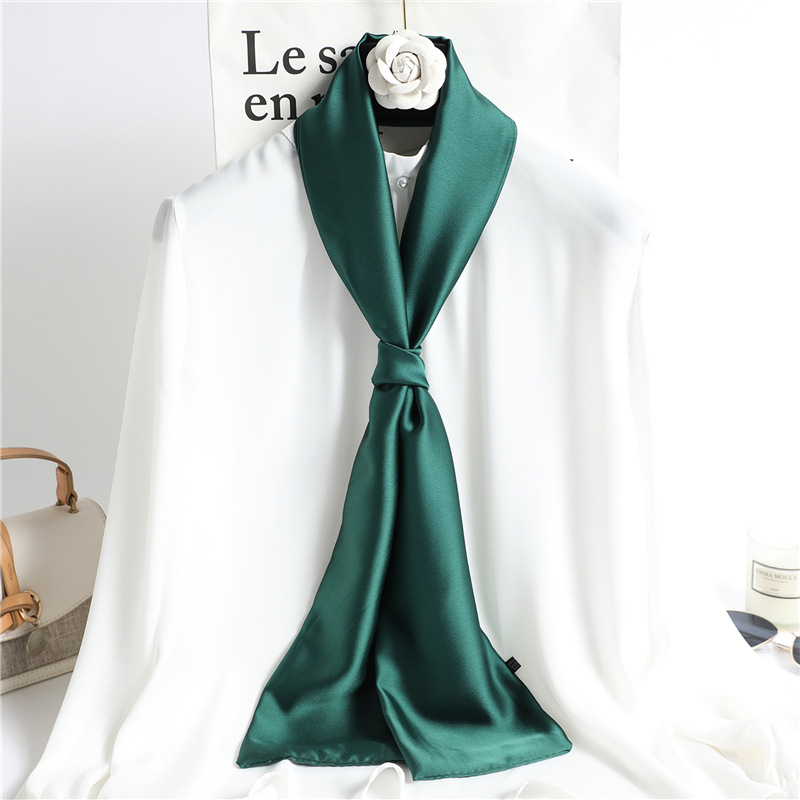 Foulard Long en Satin de soie pour femmes, écharpe de couleur unie, bandeau de mode, sac, écharpe, 14x145CM, 2023