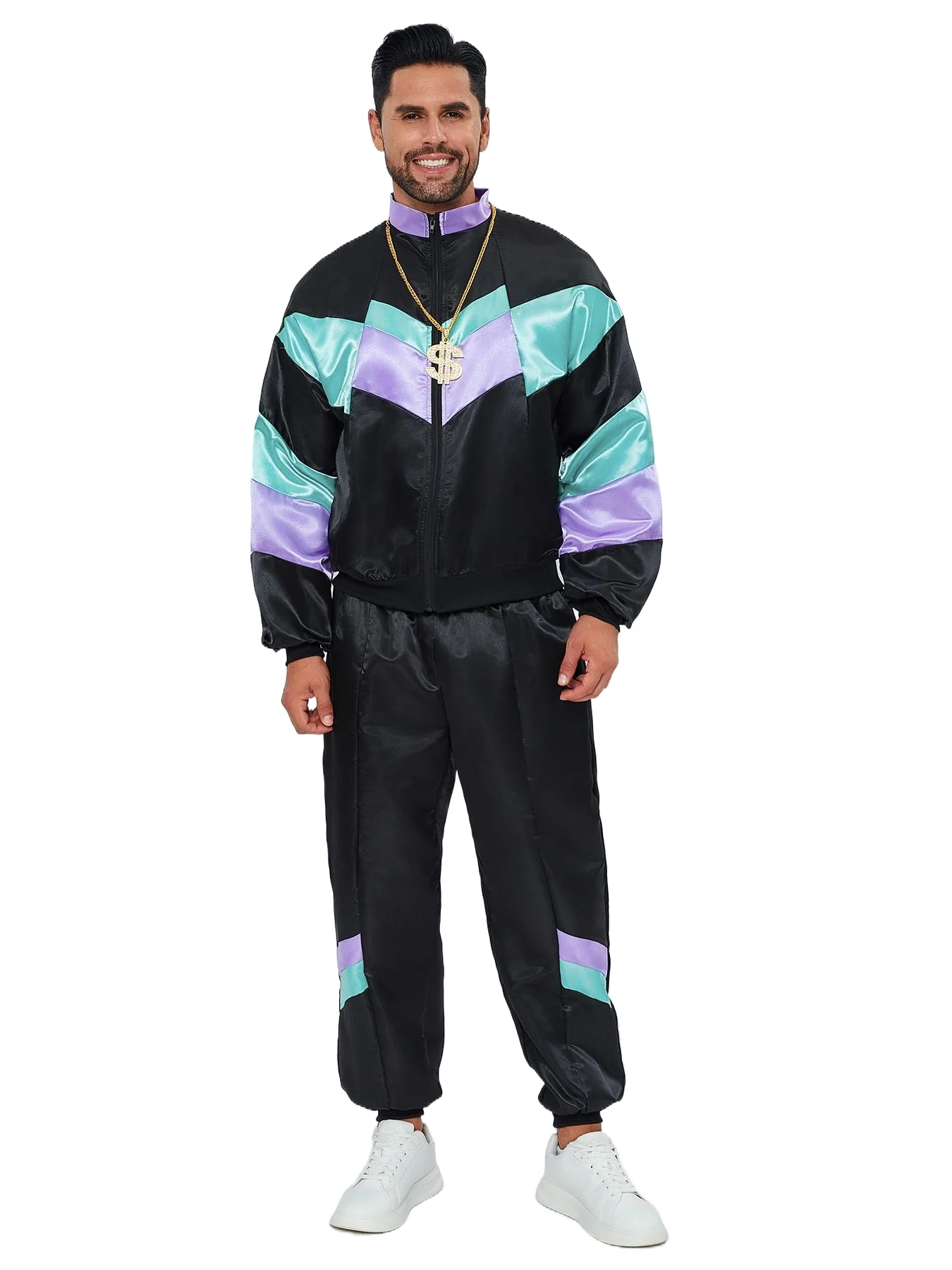 Tenue des années 80 et 90 pour hommes et femmes, survêtement rétro pour hommes, coupe-vent Hip Hop, vêtements de sport Disco des années 90 pour fête cosplay