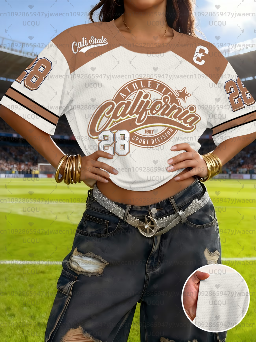 T-shirt de sport pour femme, imprimé California 23, à manches courtes, tee-shirt graphique d'été, crop top, maillot de football, t-shirt de sport
