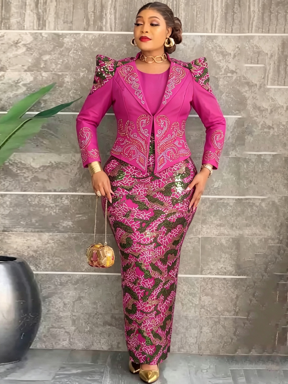 Robes de soirée de mariage de luxe pour femmes, manteau à manches longues et gilet à paillettes, vêtements africains turcs, ensemble 2 pièces, tenue Dashiki