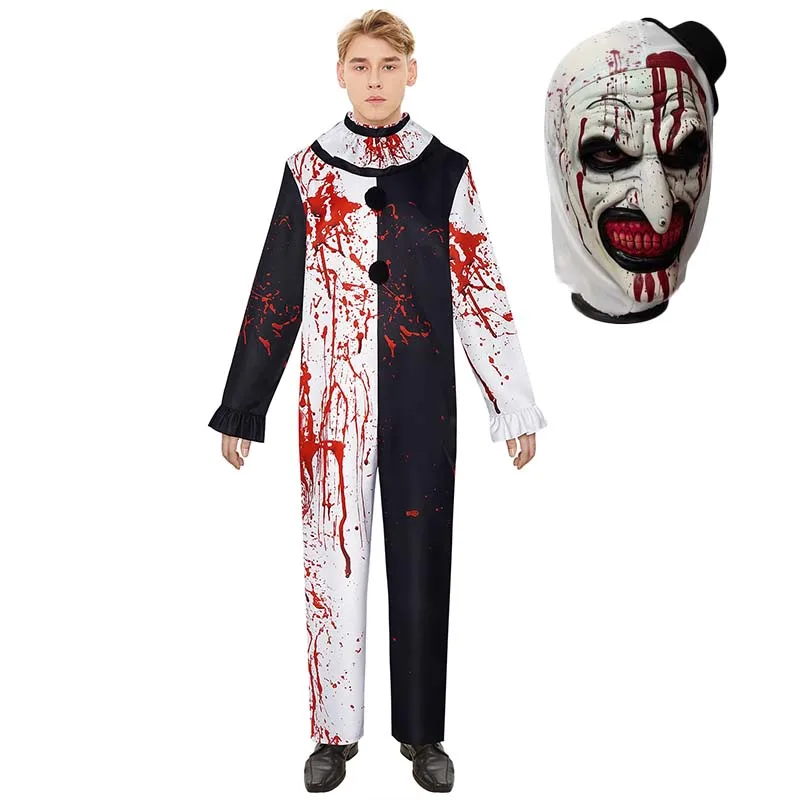 Costumes d'halloween pour hommes, Costume de Cosplay Art le Clown, film Terrifierr 2, combinaison sanglante, tenues d'horreur