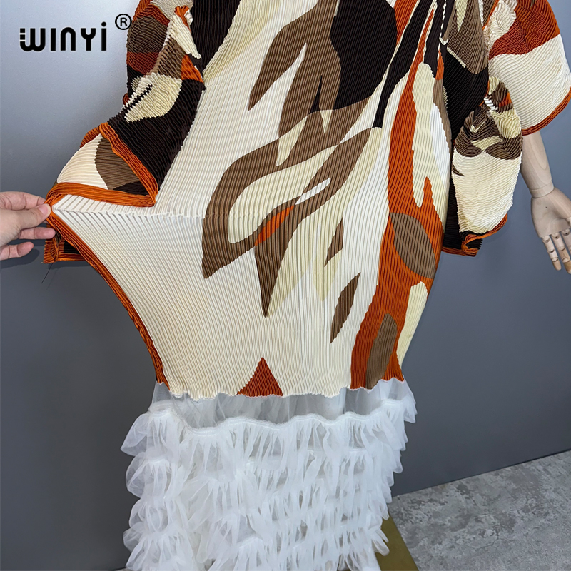 WINYI Robe ample plissée élastique, paréo de plage, kaftan, abaya, robe de soirée de luxe Dubaï, abaya pour femme musulmane