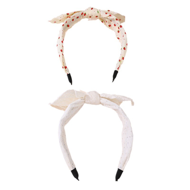 Lot de 2 bandeaux pour cheveux avec oreilles de lapin – Design minimaliste avec nœud et tissu à pois pour un style mignon et sans effort.