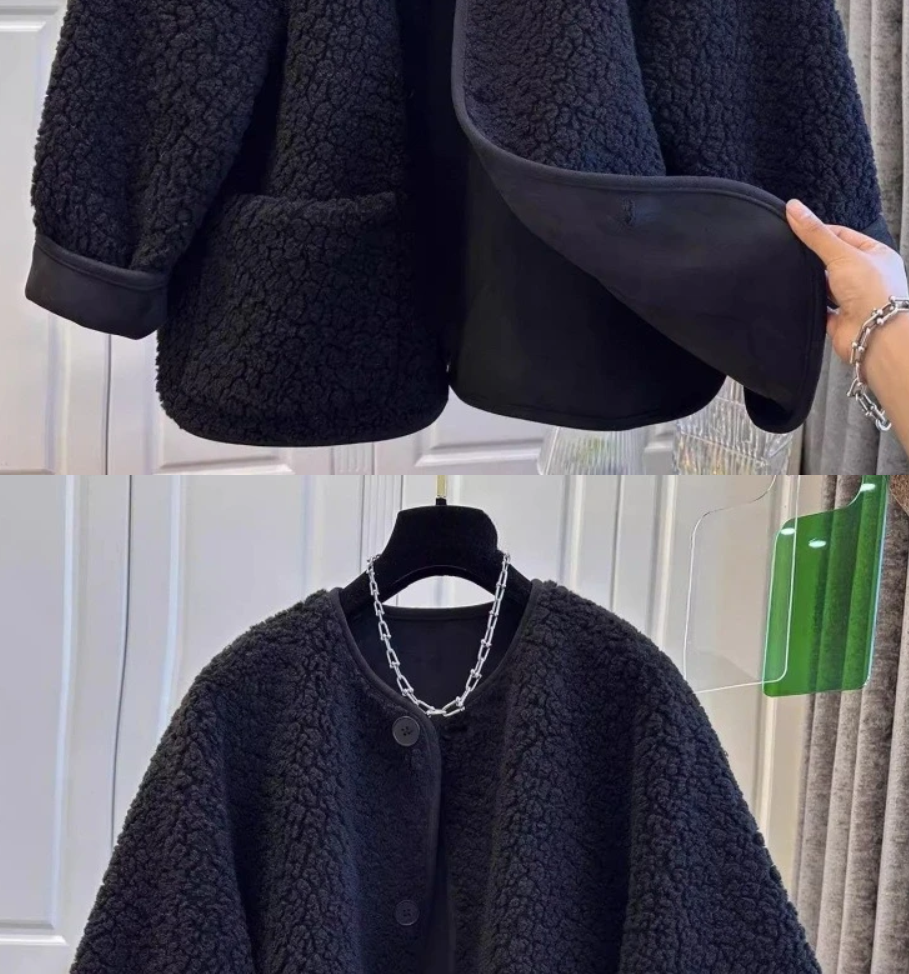 Manteau en Laine pour Femme Hiver 2026 Printemps, Veste Courte Ample à Boutonnage Simple Manches Longues pour Femme de Bureau et Urbaine