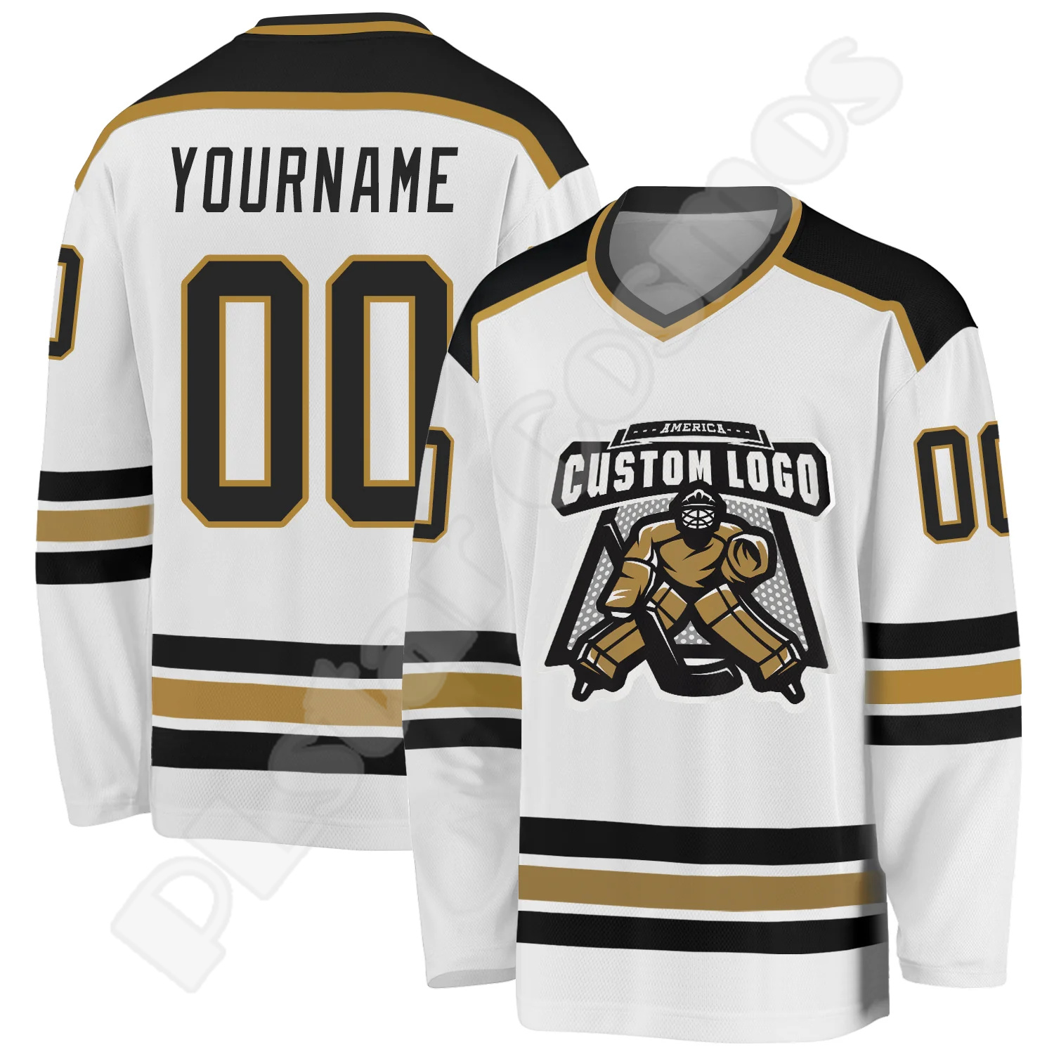 Maillot de Hockey nom personnalisé Logo de l'équipe numéro pull coloré Vintage rétro manches longues 3DPrint Harajuku pulls décontractés X10