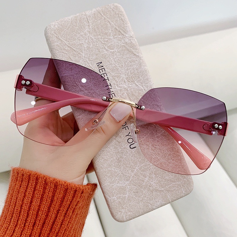 Lunettes de soleil Vintage sans bords pour femmes, dégradé, nuances d'été, mode UV400, sans cadre, lunettes pour dames