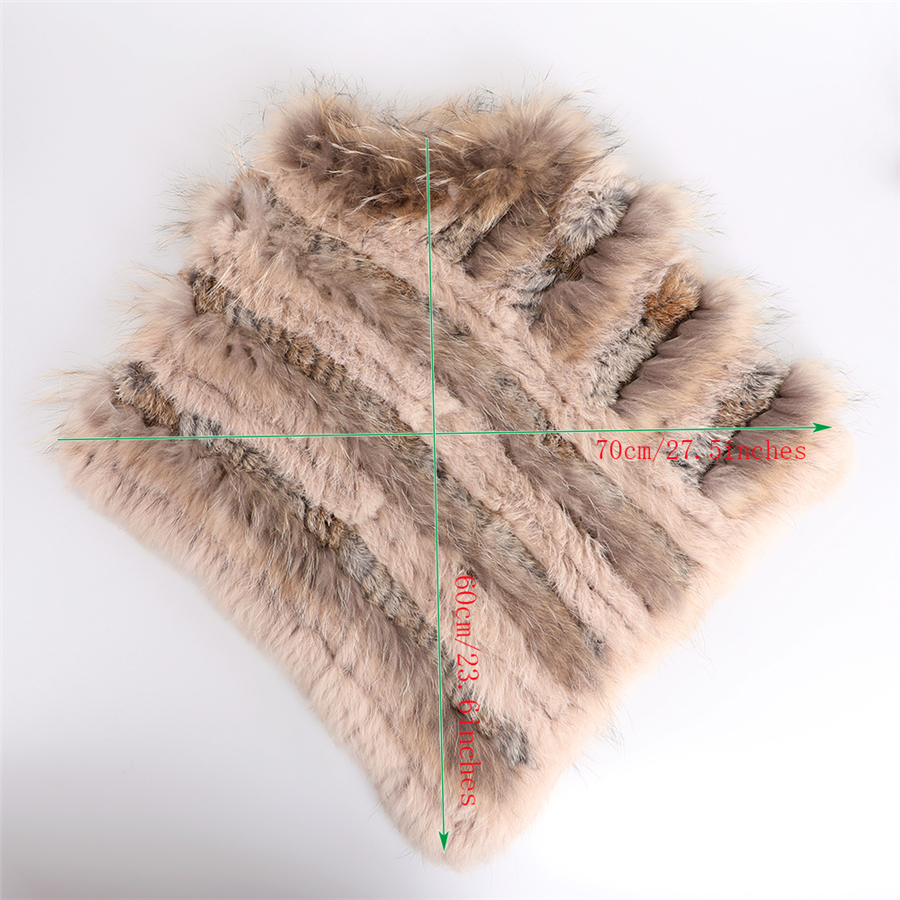 Poncho de luxe en fourrure de raton laveur véritable pour femme, pull en fourrure de lapin, cape avec fourrure naturelle, châle doux et moelleux, automne et hiver