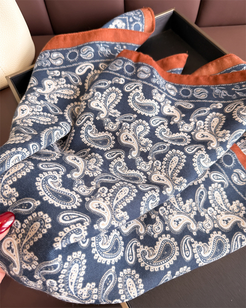 Écharpe de cou en coton et lin imprimé noix de cajou pour femmes, Foulard carré pour cheveux, bandeau, châles, enveloppes, Foulard Bandana
